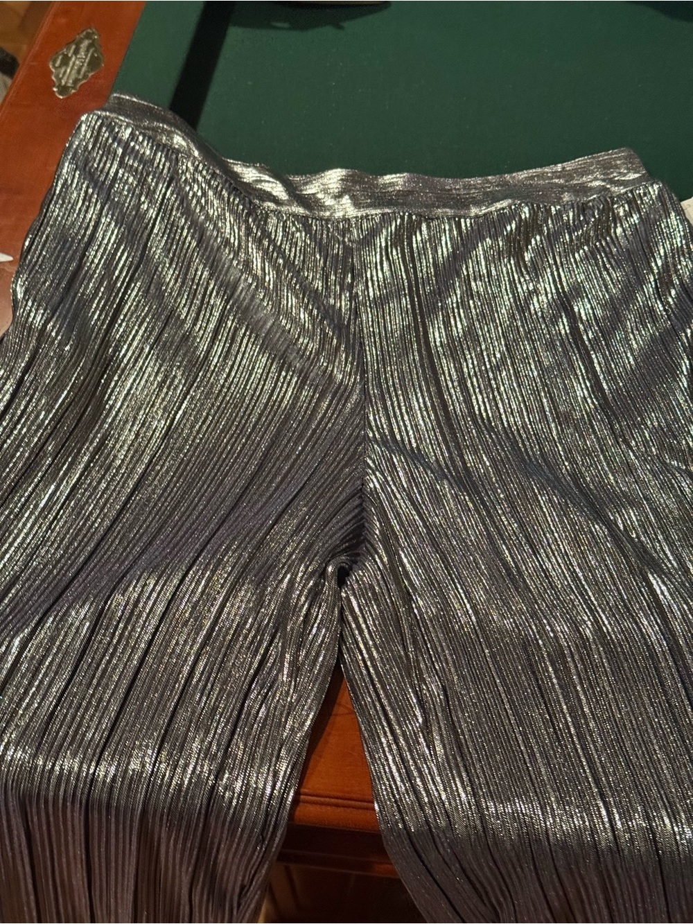 JESSICA SIMPSON Adaeze Women's Metallic Pleated Wide-Leg Pants - Silver